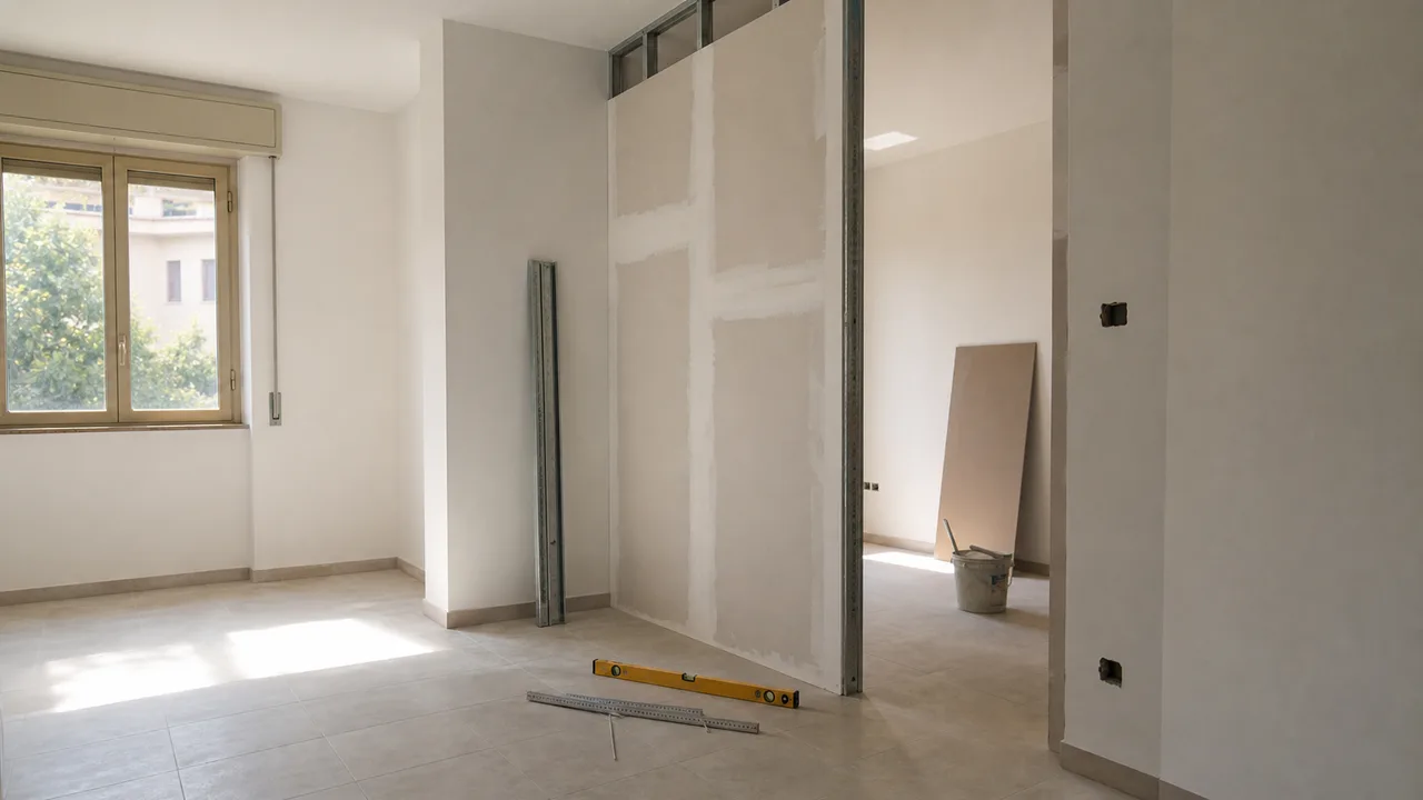 Tramezzo interno spostato in un appartamento, esempio di difformita parziale regolarizzabile con la sanatoria semplificata
